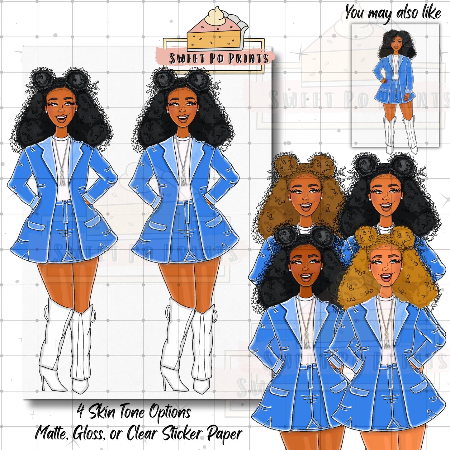 Planner Sticker Sheet| Planner Dolls | Fashion Illustrations | Journal Stickers | Planner Decor | Woman in Blazee Sticker| Cowgirl Sticker