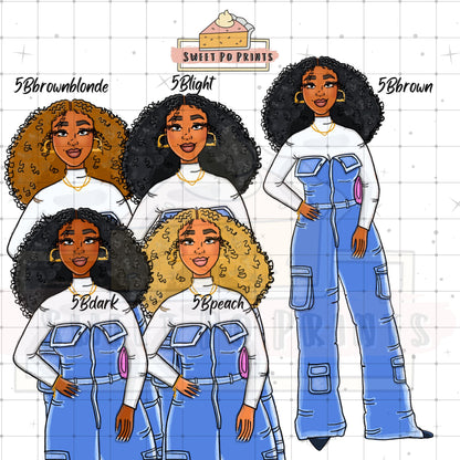Cute Planner Stickers For Women| Hand Made Planner Dolls| Hand Drawn Planner Stickers | Denim Stickers | Diverse Planner Sticker Dolls