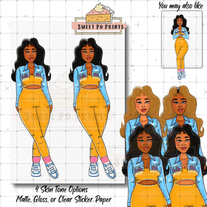 Planner Sticker Sheet| Planner Dolls | Sneaker Stickers | Journal Stickers | Planner Decor | Sneaker Doll | Jean Jacket Sticker Doll